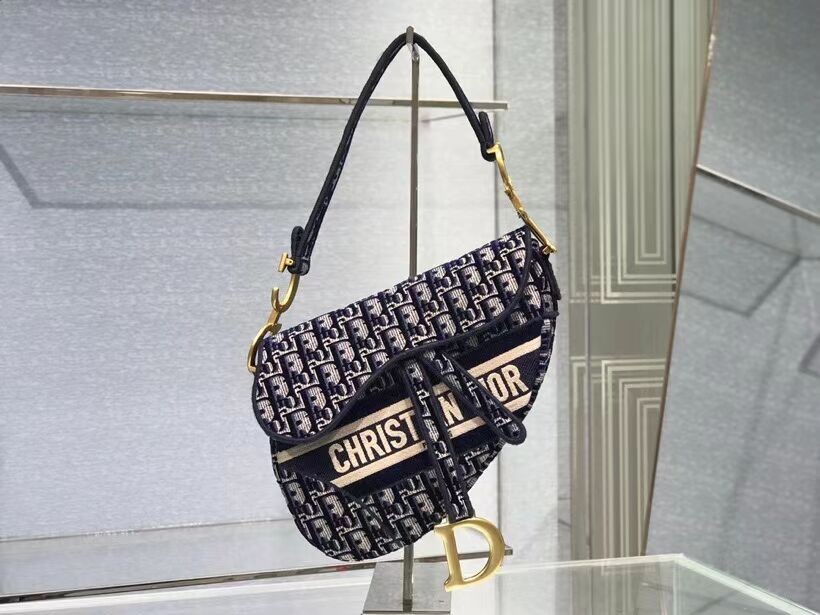 SADDLE BAG Dior Oblique Embroidered Velvet C0044 blue JH06866kD96