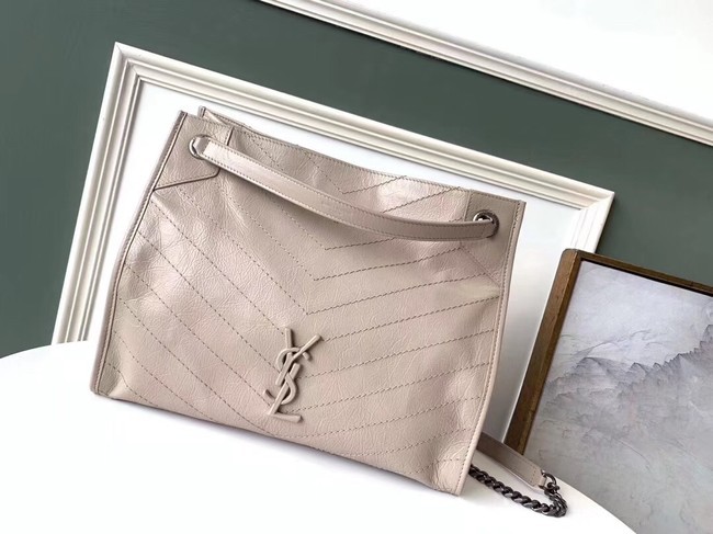 SAINT LAURENT NIKI MEDIUM SHOPPING BAG IN CRINKLED VINTAGE LEATHER 5814 beige JH07856cP15