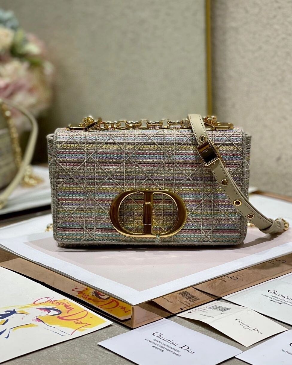 SMALL DIOR CARO BAG Multicolor Striped Embroidery M9241 JH06691Dd98
