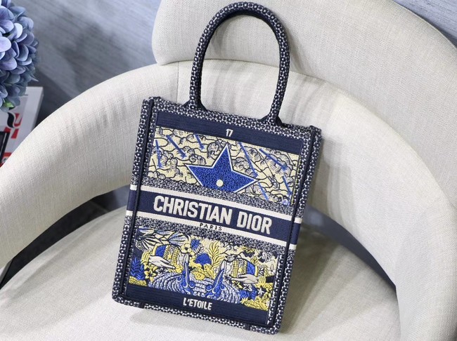 SUN VERTICAL DIOR BOOK TOTE TAROT EMBROIDERED CANVAS BAG M1272Z-2 JH07115rj41