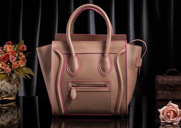 Top Imitation Celine Luggage Tote Bag Original Leather 3308 Light Pink JH06358EE80