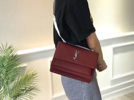 Yves Saint Laurent Original Leatehr Shoulder Bag 8005 Wine JH08266GL26