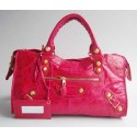 AAA 1:1 balenciaga motorcycle saddle bag 43cm 084328B (pink big gold rivets) JH09494Lg12