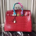 AAA 1:1 Hermes Birkin Tote Bag Croco Leather BK35 fuchsia JH01464Lg12