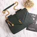 AAA 1:1 Yves Saint Laurent Monogramme Calf leather Shoulder Bag 26612 Blackish green Gold chain JH08133Bu52