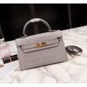 AAA Hermes Kelly 19cm Tote Bag crocodile Leather KL19 light gray JH01471CB45