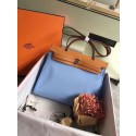 AAA Hermes original canvas&calfskin leather herbag H45987 Light blue with apricot JH01586bB27