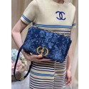 AAA LARGE DIOR CARO BAG Blue Dior Flowers Cannage Denim M9243UJ JH06737pL24