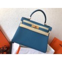 AAA Replica Hermes original Togo leather kelly bag KL320 sky blue JH01392UG71