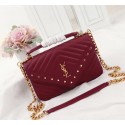 AAA SAINT LAURENT Monogram college small quilted leather satchel 26603 Burgendy JH08092im52