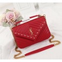 AAA SAINT LAURENT Monogram college small quilted leather satchel 26603 red JH08094xn59