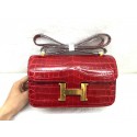 Copy Best Quality Hermes Constance Bag Croco Leather 3327 BUrgundy JH01663kr31