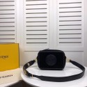 Copy High Quality Fendi MINI CAMERA CASE suede bag 8BS019A black JH08681xG96