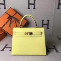 Fake Replica Hermes original epsom leather kelly Tote Bag KL2832 lemon JH01547cN57
