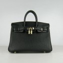 Hermes birkin 25cm calfskin leather H25 black in gold JH01735gs78