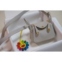 Hermes mini Lindy Togo Leather Bag LD19 grey&gold-Tone Metal JH01231mD58