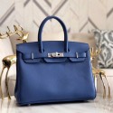 Hermes original Epsom Leather HB35O blue&silver Metal JH01243DY28