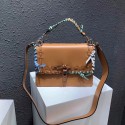 High Quality Replica FENDI Kan I Leather Shoulder Bag 13136 Light brown JH08732tp21