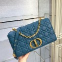 Imitation LARGE DIOR CARO BAG Soft Cannage Calfskin M9243U blue JH06796dP73