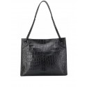 Luxury SAINT LAURENT NIKI MEDIUM SHOPPING BAG IN CRINKLED LEATHER Y577999 black JH07729ze26