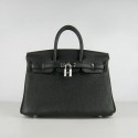 Replica 1:1 Hermes birkin 25cm calfskin leather H25 black in silver JH01734YC47