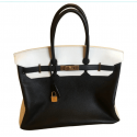Replica Fashion Hermes Borsa Birkin In Pelle Original Leather Black&White H35 Gold JH01351BC48