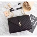 Saint Laurent Classic Monogramme Caviar Leather Shoulder Bag 26808 black Gold chain JH08127iZ32