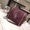 Saint Laurent Classic Monogramme Caviar Leather Shoulder Bag 2825 red JH08148sc42