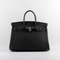 Top 2015 Hermes Birkin 35CM H-35 silver hardware black JH01841GK50