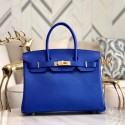 Top Copy Hermes original Epsom Leather HB35O Electro optic blue&gold Metal JH01256po42
