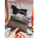 Top Imitation Hermes original mini Kelly chevre mysore K19CM grey&silver Metal JH01278EE80