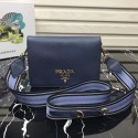 Top Prada calf leather shoulder bag 1BD102 dark blue JH05558Oq54