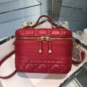 Top Replica DIOR SMALL DIORTRAVEL VANITY CASE Cannage Lambskin S5488U red JH06830Qt73