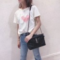 Yves Saint Laurent LOULOU PUFFER SMALL BAG IN QUILTED CRINKLED MATTE LEATHER Y577476 Black JH07808OV44
