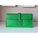AAA 1:1 2015 hermes epsom leather jige elan long clutch bag green 509058 JH01873Bu52