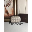 AAA 1:1 BOTTEGA VENETA Knot snakeskin-trimmed satin clutch 62548 beige JH09313Bu52