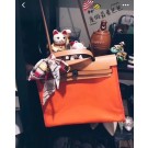 AAA 1:1 Hermes original canvas&calfskin leather herbag H45987 orange with brown JH01597WE81