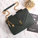 AAA 1:1 Yves Saint Laurent Monogramme Calf leather Shoulder Bag 26612 Blackish green Gold chain JH08133Bu52