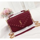 AAA SAINT LAURENT Monogram college small quilted leather satchel 26603 Burgendy JH08092im52