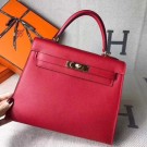 AAAAA Hermes original epsom leather kelly Tote Bag KL2832 red JH01550Jq92