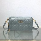 Best Quality DIOR CARO DOUBLE POUCH Supple Cannage Calfskin S5037U grey JH06773Ss63