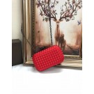 BOTTEGA VENETA Knot snakeskin-trimmed satin clutch 62548 red JH09309fY84