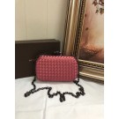 BOTTEGA VENETA Knot snakeskin-trimmed satin clutch 62548 Watermelon Red JH09312RI33