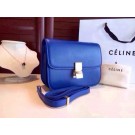 Celine Classic Box Flap Bag Calfskin Leather 2263 Blue JH06306eq83