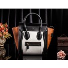 Celine Luggage Tote Bag Original Leather 3308 White&Black&Brown JH06359fY84