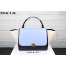 Celine Trapeze Bag Original Leather 3342 sky blue&black&off white JH06516UI88