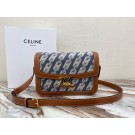 CELINE TRIOMPHE BAG IN TEXTILE AND NATURAL CALFSKIN 18888 Brown JH05844TL77