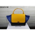 Copy AAAAA Celine Trapeze Bag Original Leather 3342 golden yellow&black&brilliant blue JH06505YD64