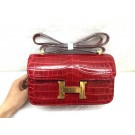 Copy Best Quality Hermes Constance Bag Croco Leather 3327 BUrgundy JH01663kr31