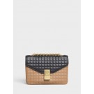 Copy CELINE MEDIUM C BAG IN BICOLOUR QUILTED CALFSKIN CL87253 Camel&black JH06004Vo75